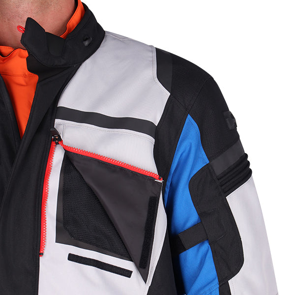 Richa Brutus Touring Gore-Tex Jacket Grey / Blue / Red FREE 1 YEAR Returns, FREE UK Delivery | ThrottleChimp