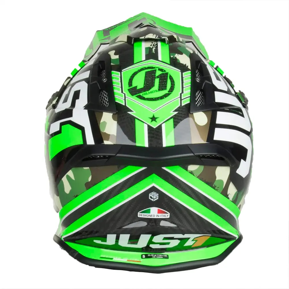 Just1 J12 Carbon MX Helmet Kombat Green FREE 1 YEAR Returns, FREE UK Delivery | ThrottleChimp