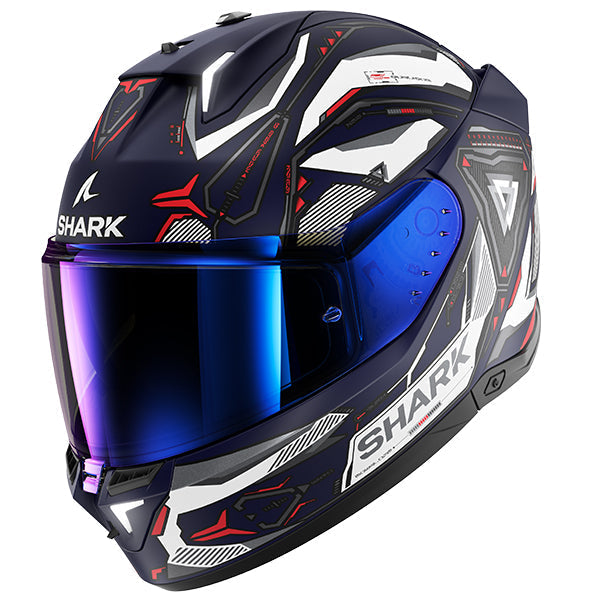 Shark Skwal i3 Full Face Helmet Linik Matt Blue / White / Red FREE 1 YEAR Returns, FREE UK Delivery | ThrottleChimp