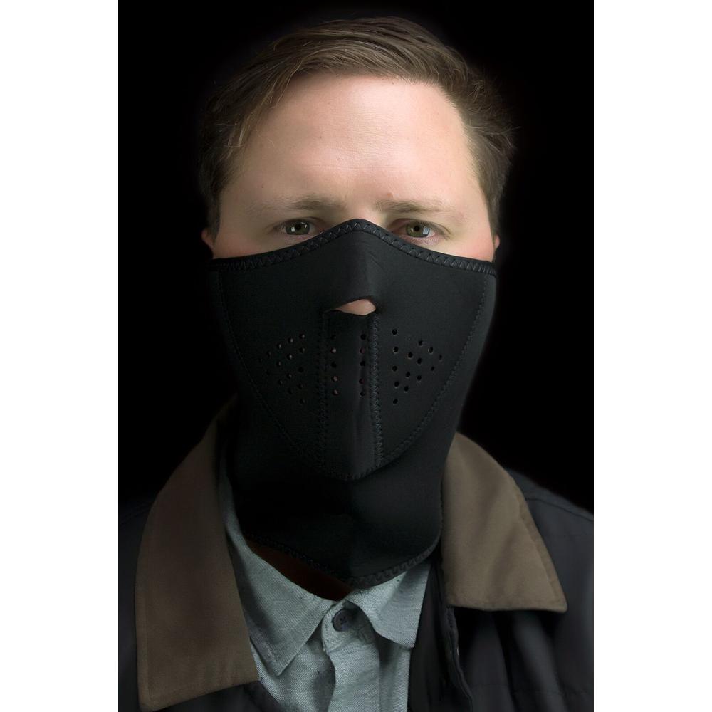 ZAN 3-Panel Neoprene Half Mask With Neck Shield Black FREE 1 YEAR Returns, FREE UK Delivery | ThrottleChimp