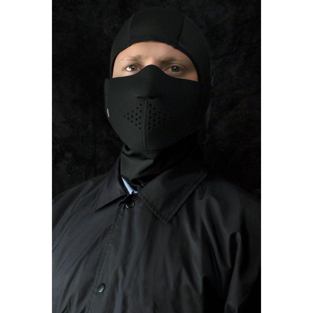 ZAN 3-Panel Neoprene Half Mask With Neck Shield Black FREE 1 YEAR Returns, FREE UK Delivery | ThrottleChimp
