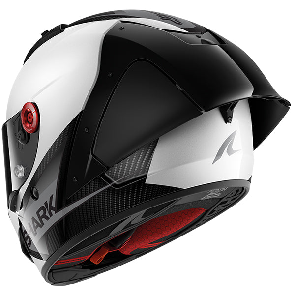 Shark Aeron-GP Full Face Helmet Blank SP White / Carbon / Black FREE 1 YEAR Returns, FREE UK Delivery | ThrottleChimp