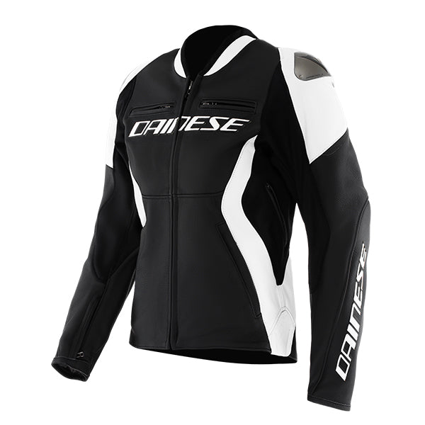 Dainese Racing 5 Ladies Leather Jacket Black / White FREE 1 YEAR Returns, FREE UK Delivery | ThrottleChimp