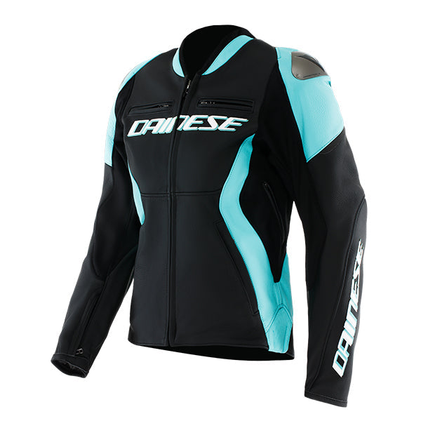 Dainese Racing 5 Ladies Leather Jacket Black / Water FREE 1 YEAR Returns, FREE UK Delivery | ThrottleChimp
