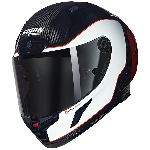 Nolan X-804 RS Asso Di Picche Full Face Helmet Carbon / White / Red FREE 1 YEAR Returns, FREE UK Delivery | ThrottleChimp