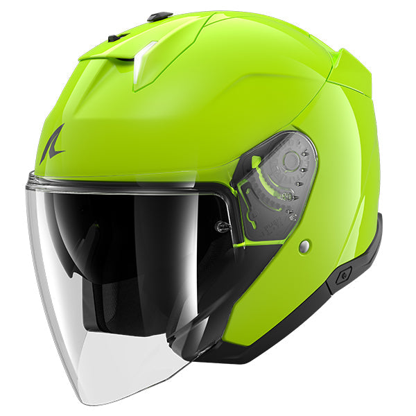 Shark Skwal i3 Jet Open Face Helmet Blank Fluo Yellow FREE 1 YEAR Returns, FREE UK Delivery | ThrottleChimp