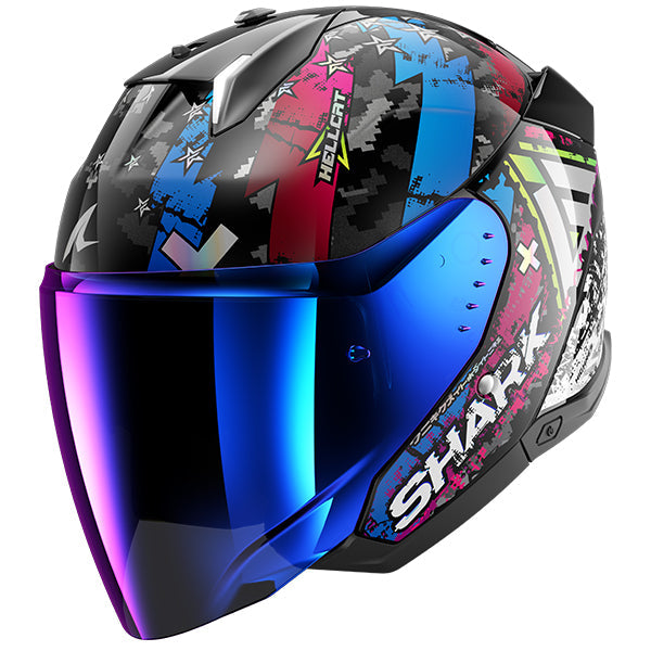 Shark Skwal i3 Jet Open Face Helmet Hellcat Black / White / Blue / Red FREE 1 YEAR Returns, FREE UK Delivery | ThrottleChimp
