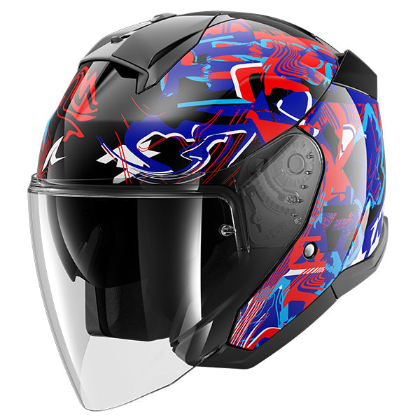 Shark Skwal Jet Open Face Helmet Pranz Black / Blue / Red FREE 1 YEAR Returns, FREE UK Delivery | ThrottleChimp