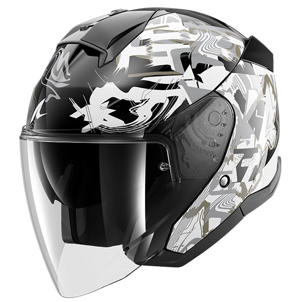 Shark Skwal Jet Open Face Helmet Pranz Black / White / Gold FREE 1 YEAR Returns, FREE UK Delivery | ThrottleChimp
