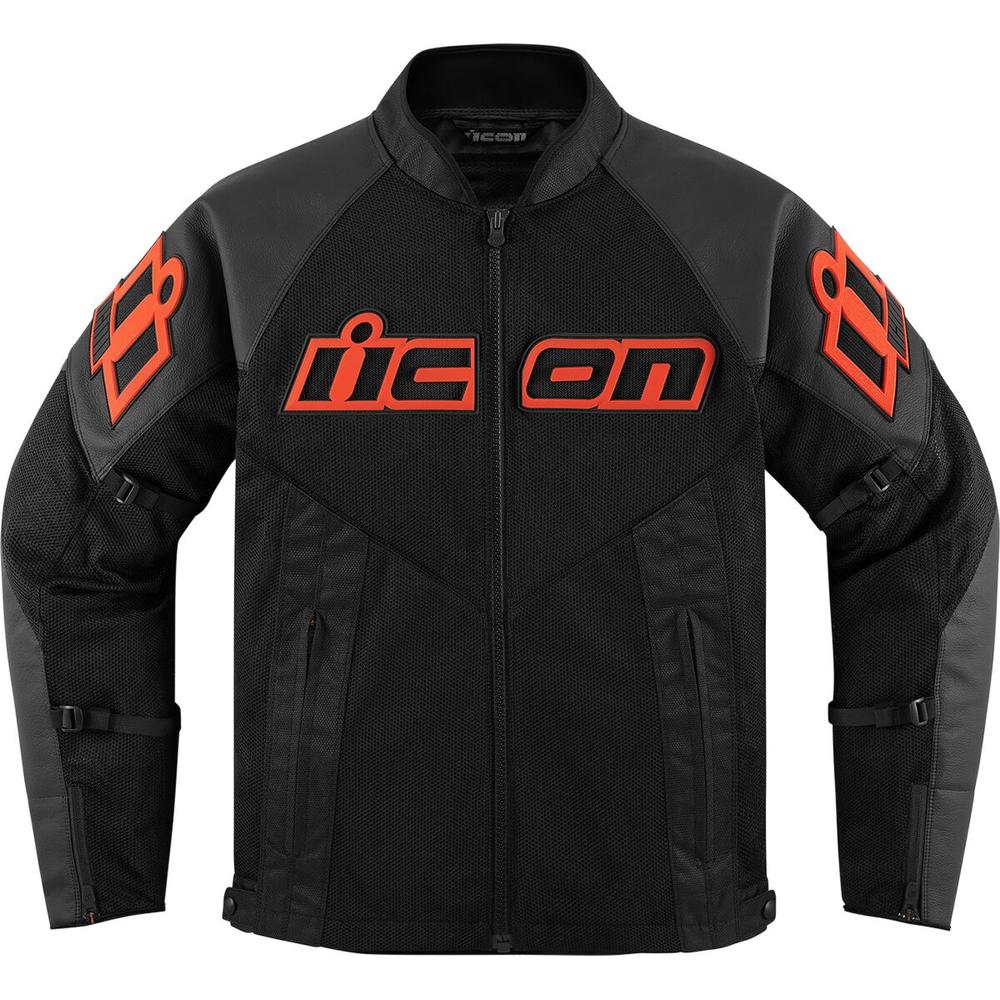 Icon Mesh AF CE Leather Jacket Black / Red FREE 1 YEAR Returns, FREE UK Delivery | ThrottleChimp