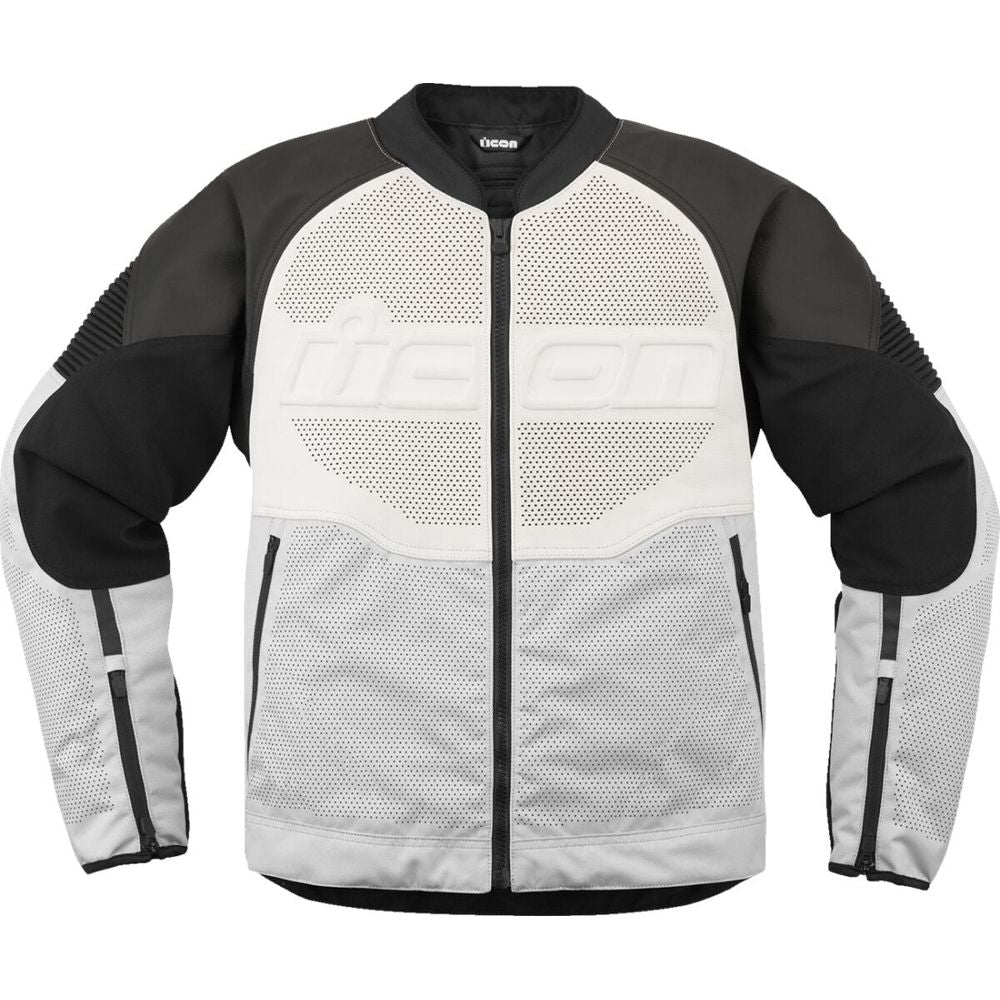 Icon Overlord 3 Leather Jacket Black / White FREE 1 YEAR Returns, FREE UK Delivery | ThrottleChimp