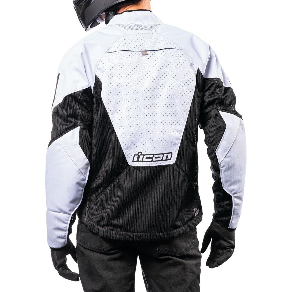 Icon Mesh AF CE Textile Jacket Black / White FREE 1 YEAR Returns, FREE UK Delivery | ThrottleChimp