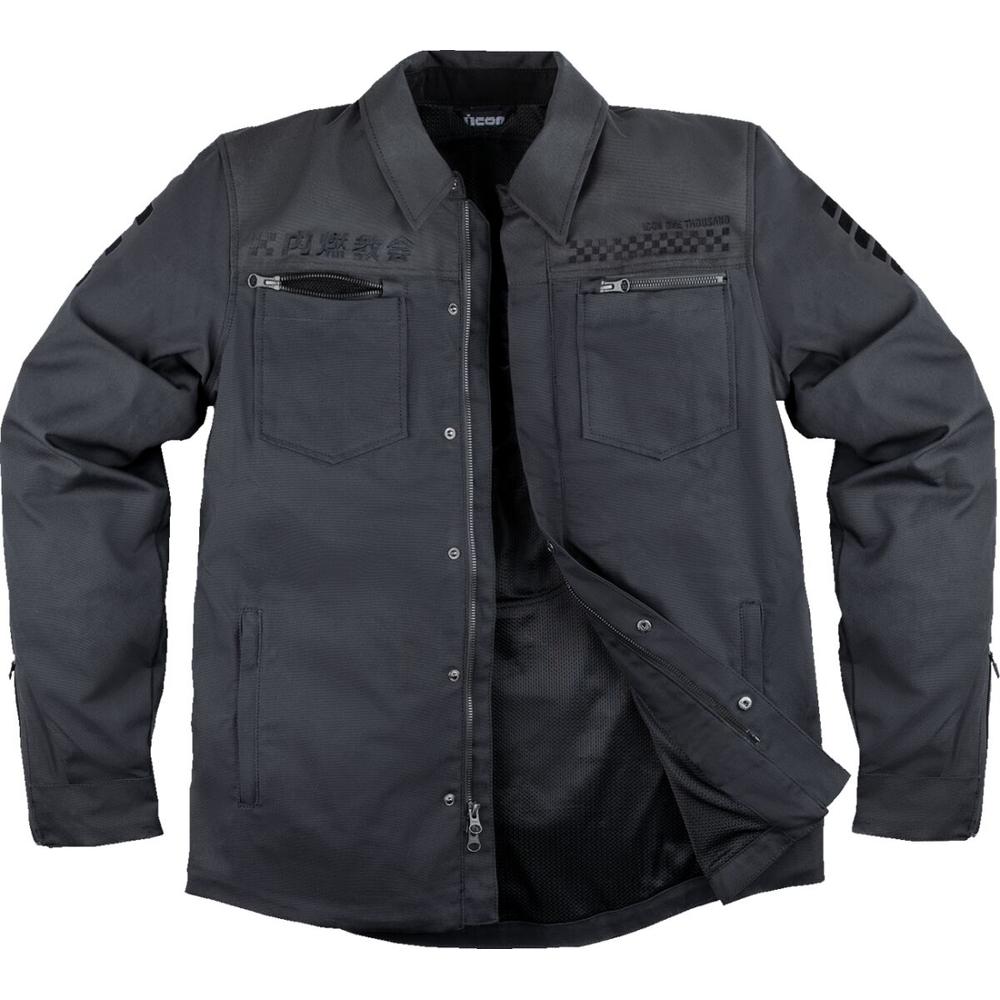 Icon Upstate Canvas National Textile Jacket Black FREE 1 YEAR Returns, FREE UK Delivery | ThrottleChimp