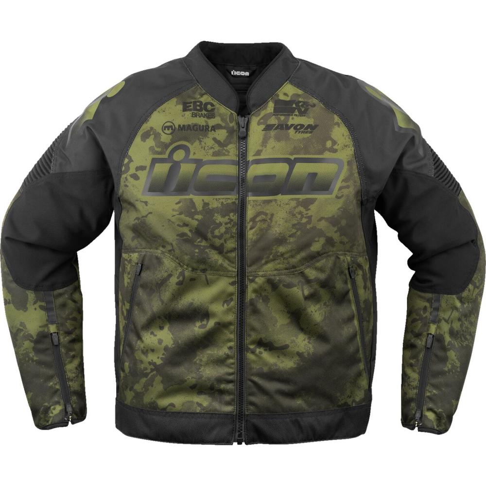 Icon Overlord 3 Magnacross Textile Jacket Black / Green FREE 1 YEAR Returns, FREE UK Delivery | ThrottleChimp