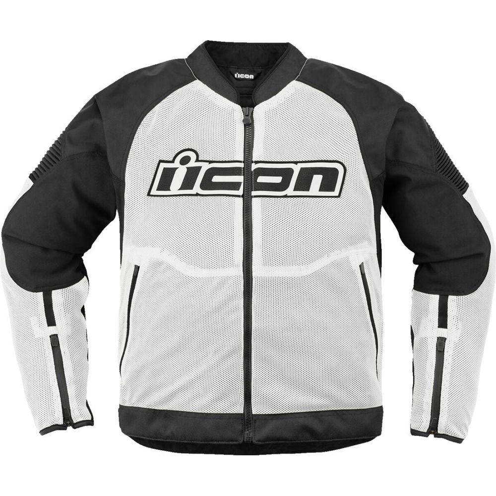 Icon Overlord 3 Mesh Textile Jacket Black / White FREE 1 YEAR Returns, FREE UK Delivery | ThrottleChimp