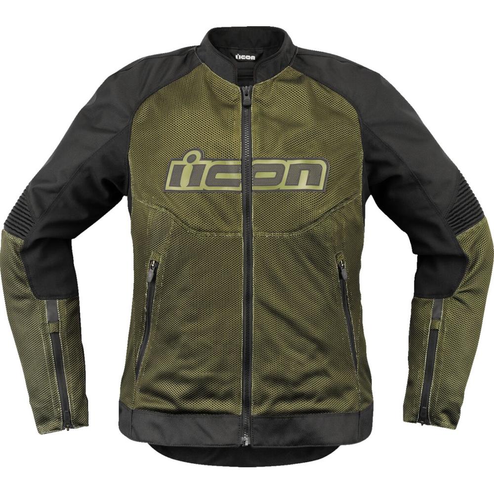 Icon Overlord 3 Mesh Textile Jacket Black / Green FREE 1 YEAR Returns, FREE UK Delivery | ThrottleChimp