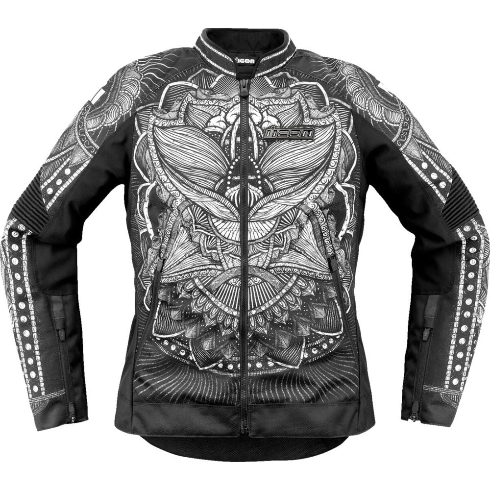 Icon Overlord 3 Noble Ladies Textile Jacket Black / Grey / White FREE 1 YEAR Returns, FREE UK Delivery | ThrottleChimp