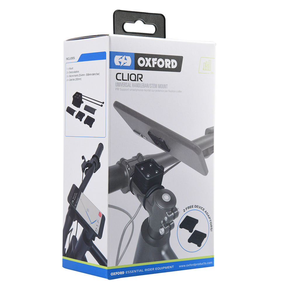 Oxford CLIQR Universal Handlebar Stem Mount Black FREE 1 YEAR Returns, FREE UK Delivery | ThrottleChimp