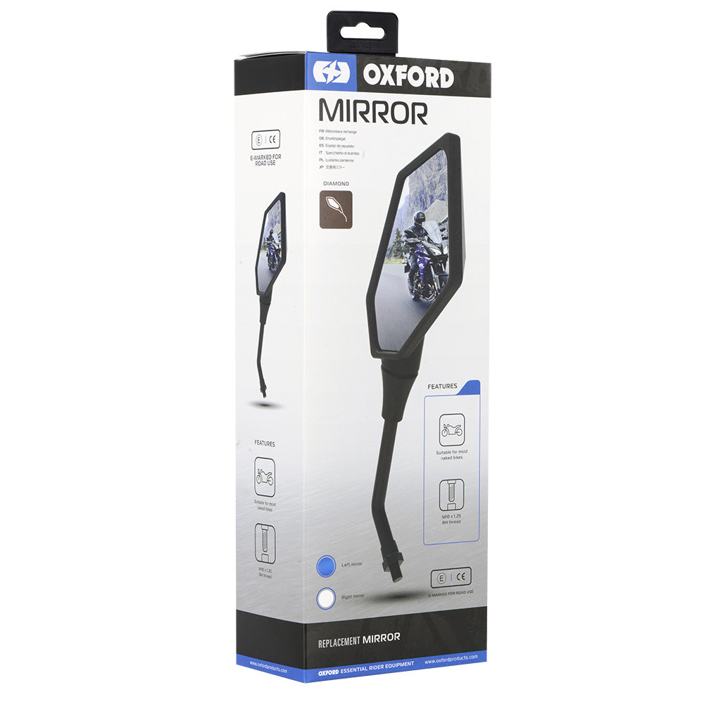 Oxford Diamond Left Mirror FREE 1 YEAR Returns, FREE UK Delivery | ThrottleChimp