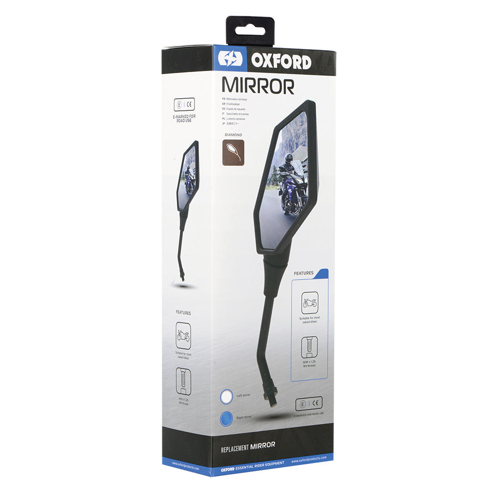 Oxford Diamond Right Mirror FREE 1 YEAR Returns, FREE UK Delivery | ThrottleChimp