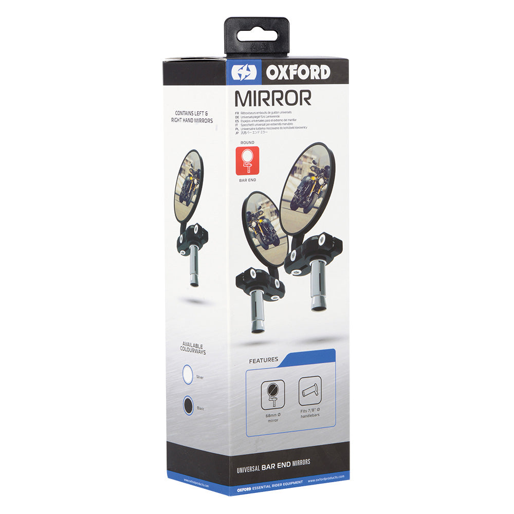 Oxford Bar End Mirrors Set Black FREE 1 YEAR Returns, FREE UK Delivery | ThrottleChimp