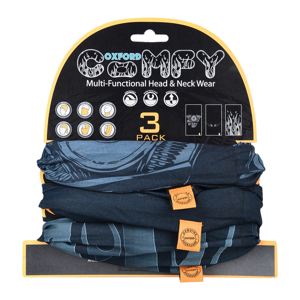 Oxford Comfy Head & Neckwear HD Graphics - Pack Of 3 FREE 1 YEAR Returns, FREE UK Delivery | ThrottleChimp
