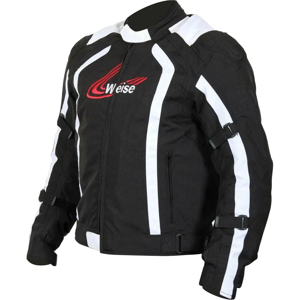 Weise Corsa Textile Jacket Black / White FREE 1 YEAR Returns, FREE UK Delivery | ThrottleChimp