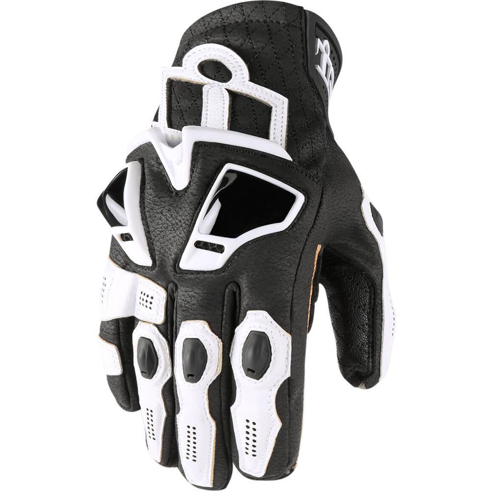 Icon Hypersport Short Leather Gloves White FREE 1 YEAR Returns, FREE UK Delivery | ThrottleChimp