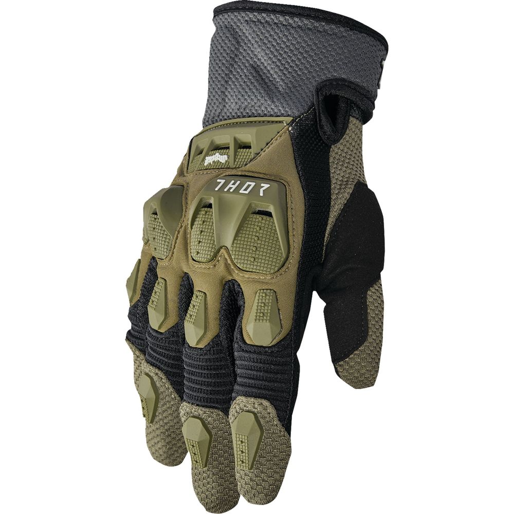 Thor Terrain Textile Gloves Charcoal / Army Green FREE 1 YEAR Returns, FREE UK Delivery | ThrottleChimp