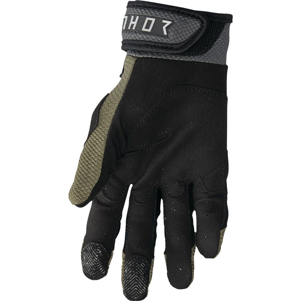 Thor Terrain Textile Gloves Charcoal / Army Green FREE 1 YEAR Returns, FREE UK Delivery | ThrottleChimp