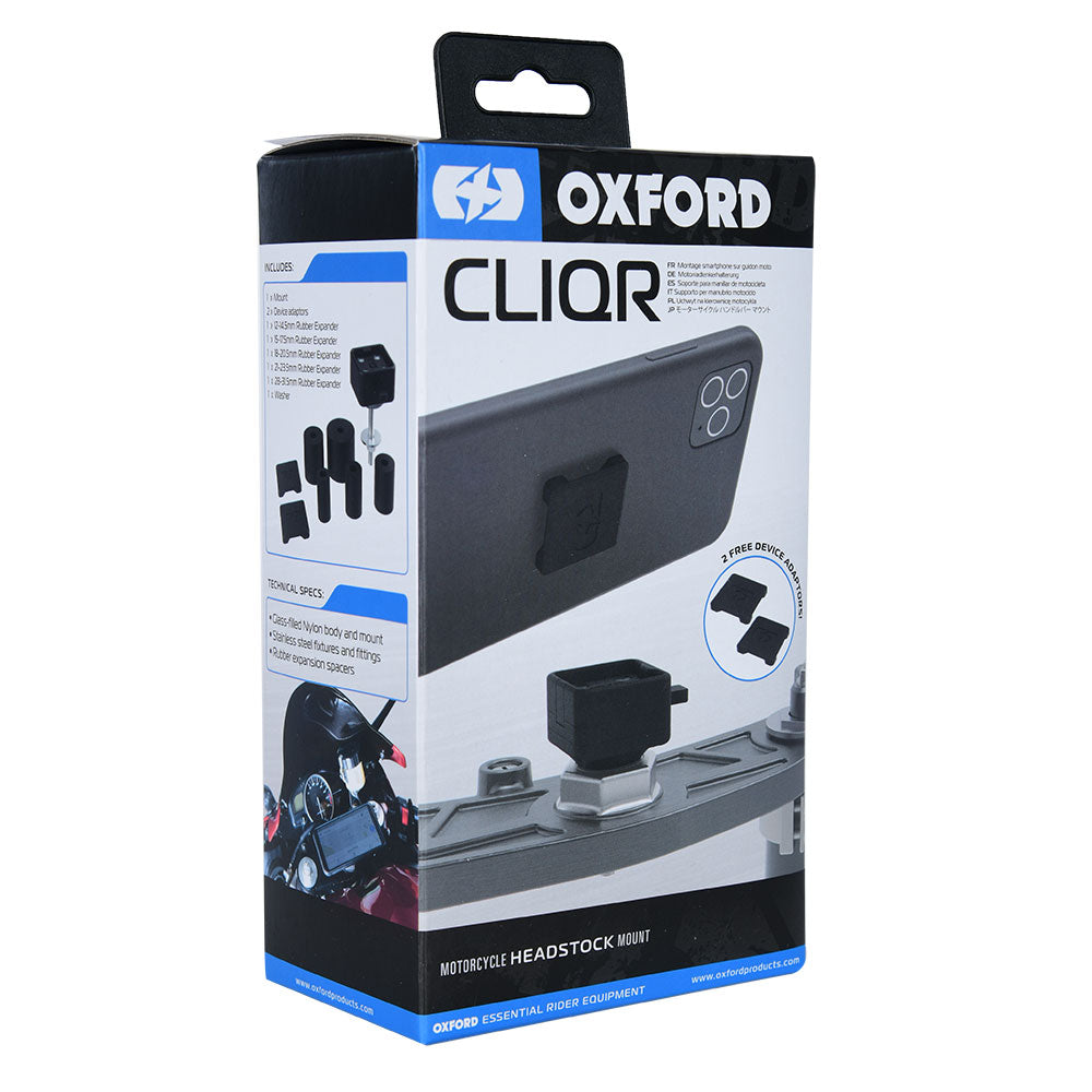 Oxford CLIQR Head Stock Mount System Black FREE 1 YEAR Returns, FREE UK Delivery | ThrottleChimp