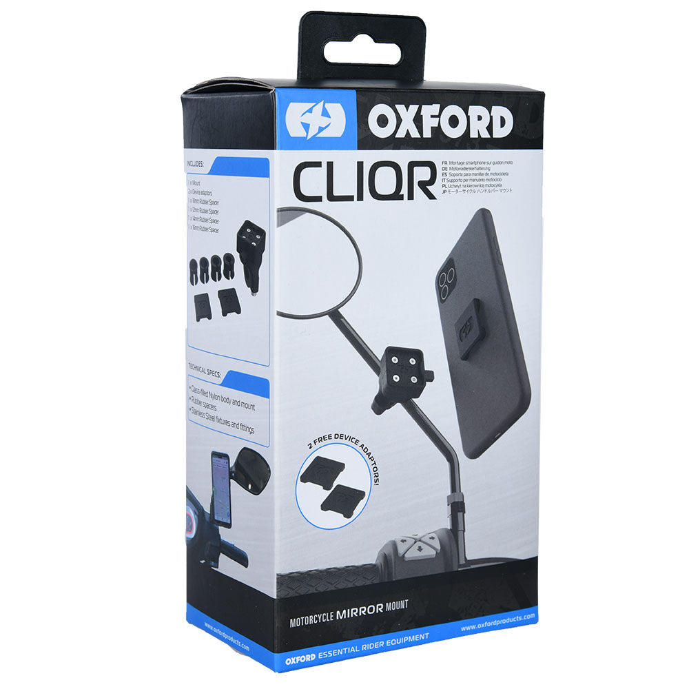 Oxford CLIQR Mirror Mount System Black FREE 1 YEAR Returns, FREE UK Delivery | ThrottleChimp