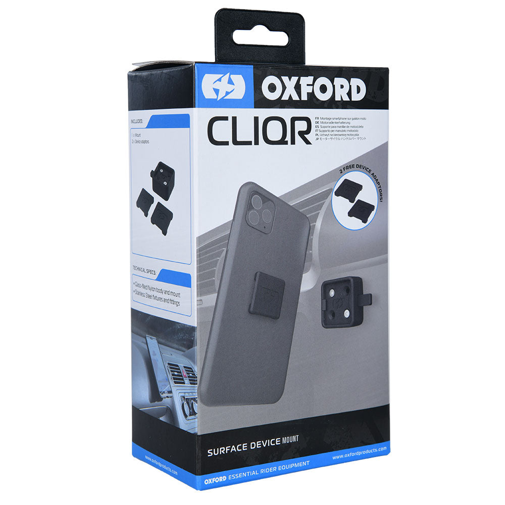 Oxford CLIQR Surface Device Mount System Black FREE 1 YEAR Returns, FREE UK Delivery | ThrottleChimp