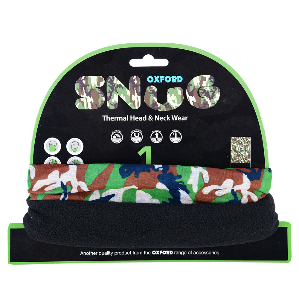 Oxford Snug Thermal Head & Neckwear Green Camo FREE 1 YEAR Returns, FREE UK Delivery | ThrottleChimp