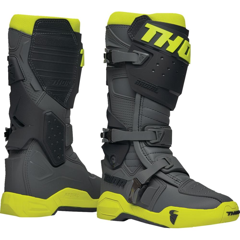 Thor Radial MX Boots Grey / Fluo Yellow FREE 1 YEAR Returns, FREE UK Delivery | ThrottleChimp