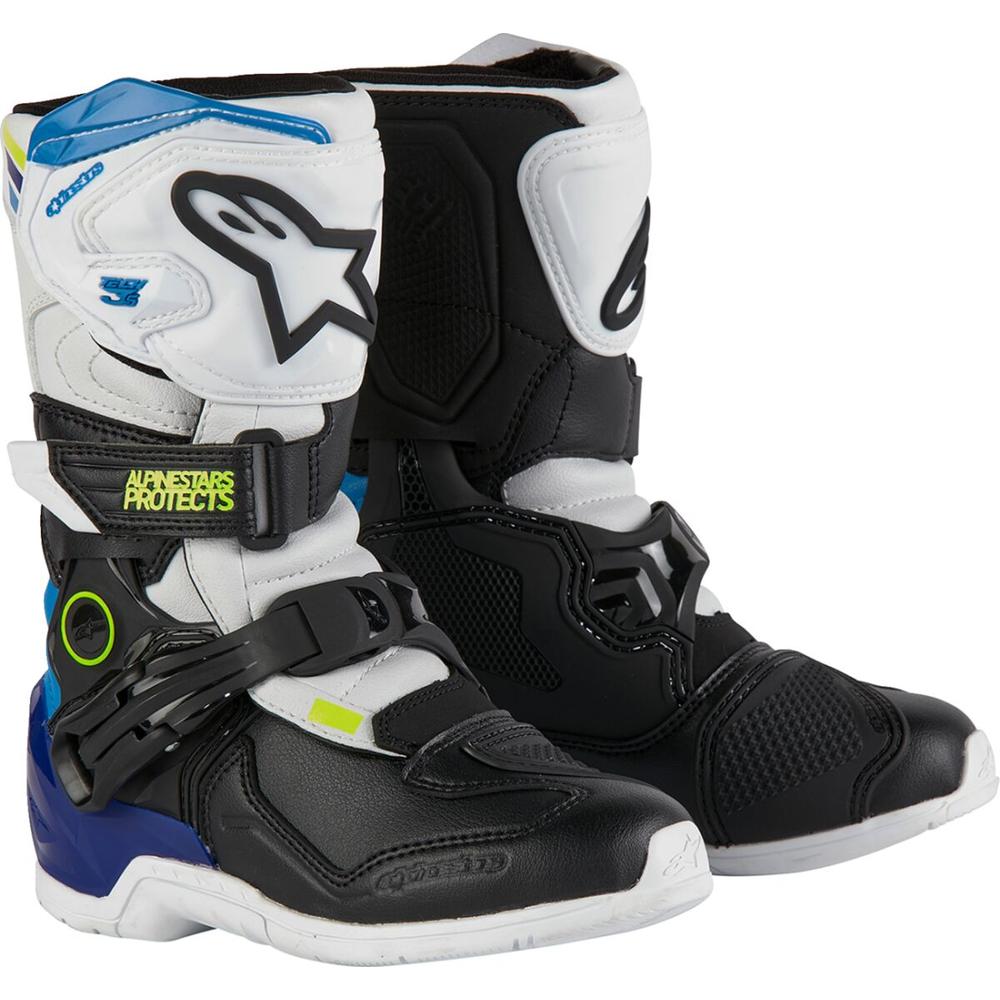 Alpinestars Tech 3S Kids Boots White / Black / Blue FREE 1 YEAR Returns, FREE UK Delivery | ThrottleChimp