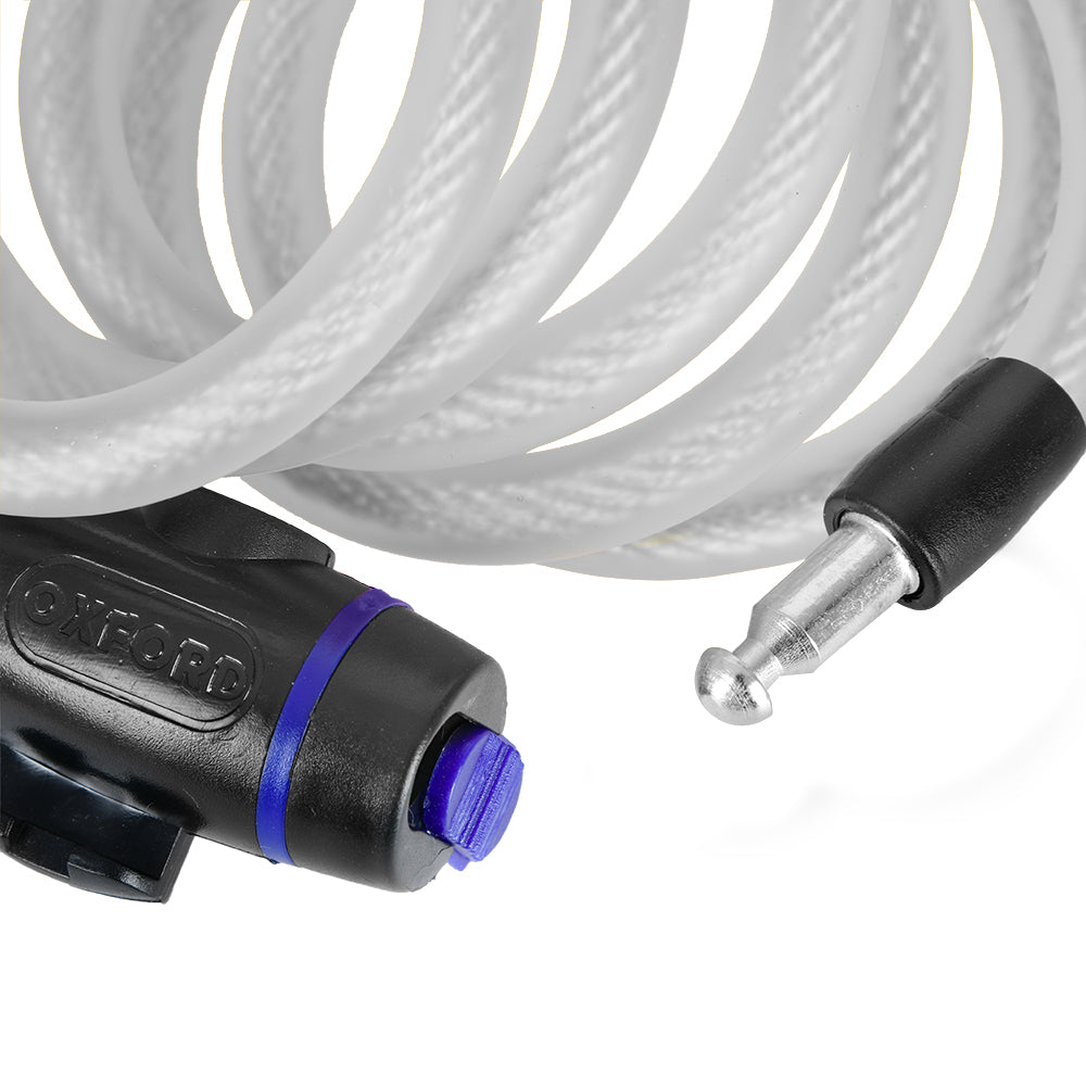 Oxford Cable Lock Clear - 1.8m x 12mm FREE 1 YEAR Returns, FREE UK Delivery | ThrottleChimp