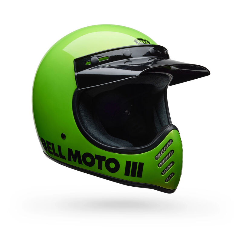 Bell Moto-3 Classic ECE 22.06 Full Face Helmet Gloss Green FREE 1 YEAR Returns, FREE UK Delivery | ThrottleChimp