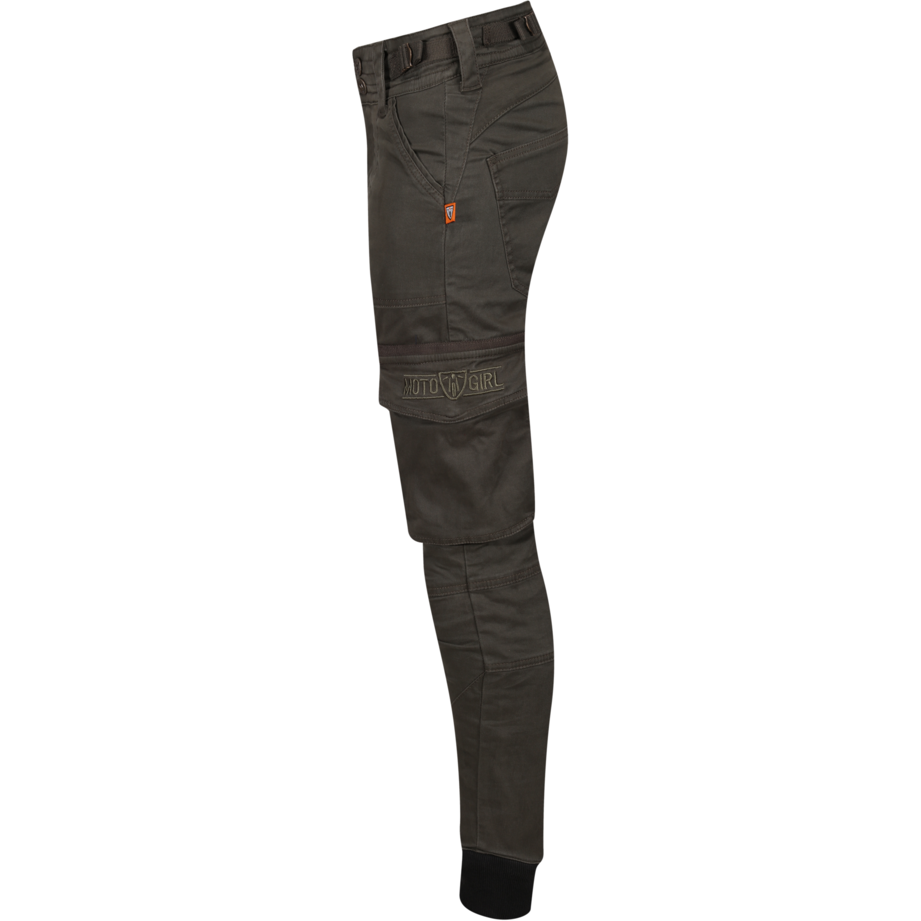 MotoGirl Lara Ladies Cargo Trouser Olive Green FREE 1 YEAR Returns, FREE UK Delivery | ThrottleChimp