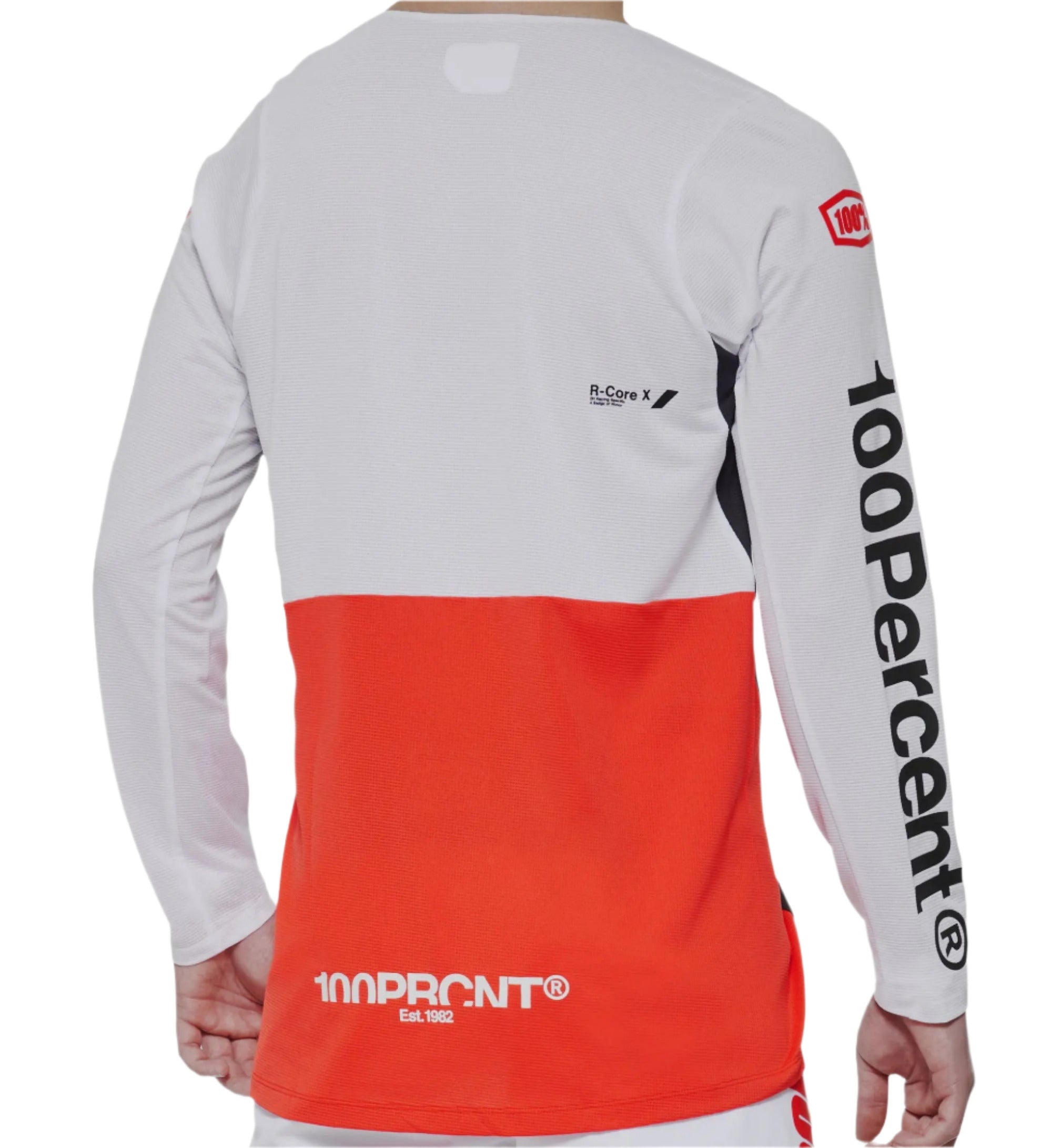 100% R-Core X Long Sleeves Cycle Jersey White / Red - FREE 1 YEAR Returns, FREE UK Shipping | ThrottleChimp