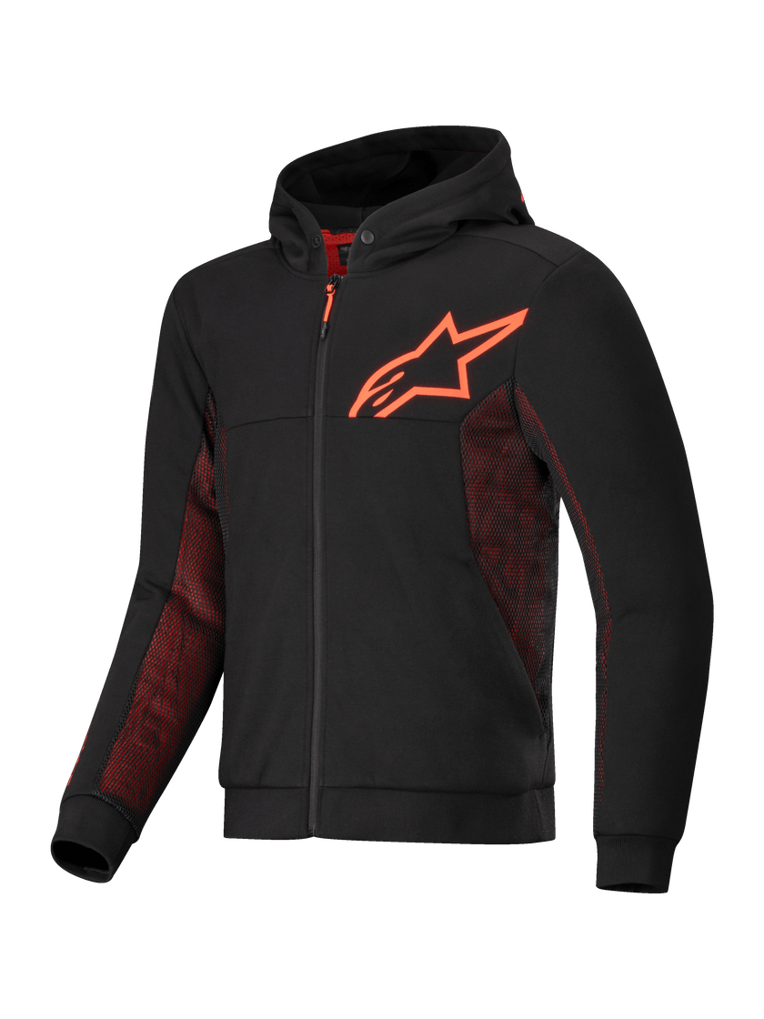 Alpinestars Chrome Air Sport Hoodie Black / Fluo Red FREE 1 YEAR Returns, FREE UK Delivery | ThrottleChimp