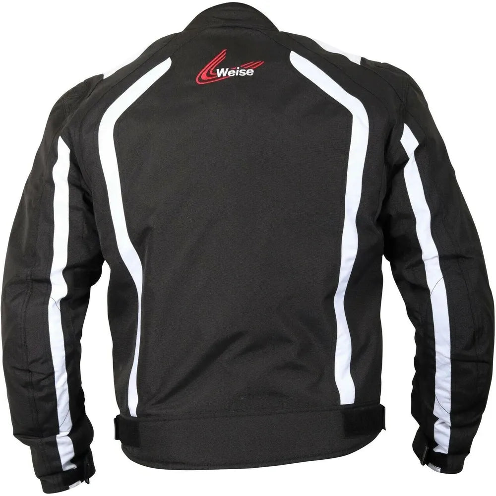 Weise Corsa Textile Jacket Black / White FREE 1 YEAR Returns, FREE UK Delivery | ThrottleChimp