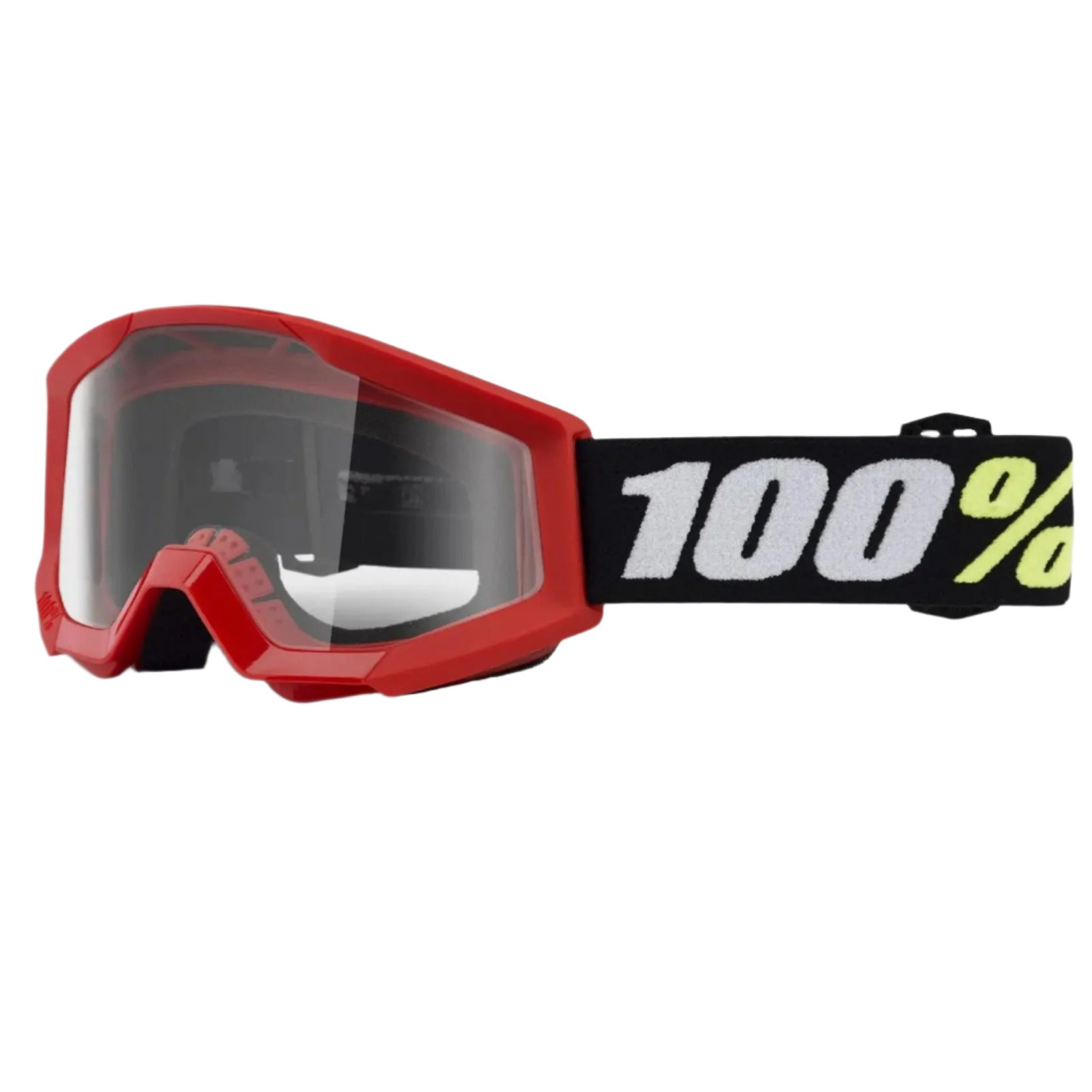 100% Strata Mini Youth Cycle Goggles Red / Clear Lens - FREE 1 YEAR Returns, FREE UK Shipping | ThrottleChimp