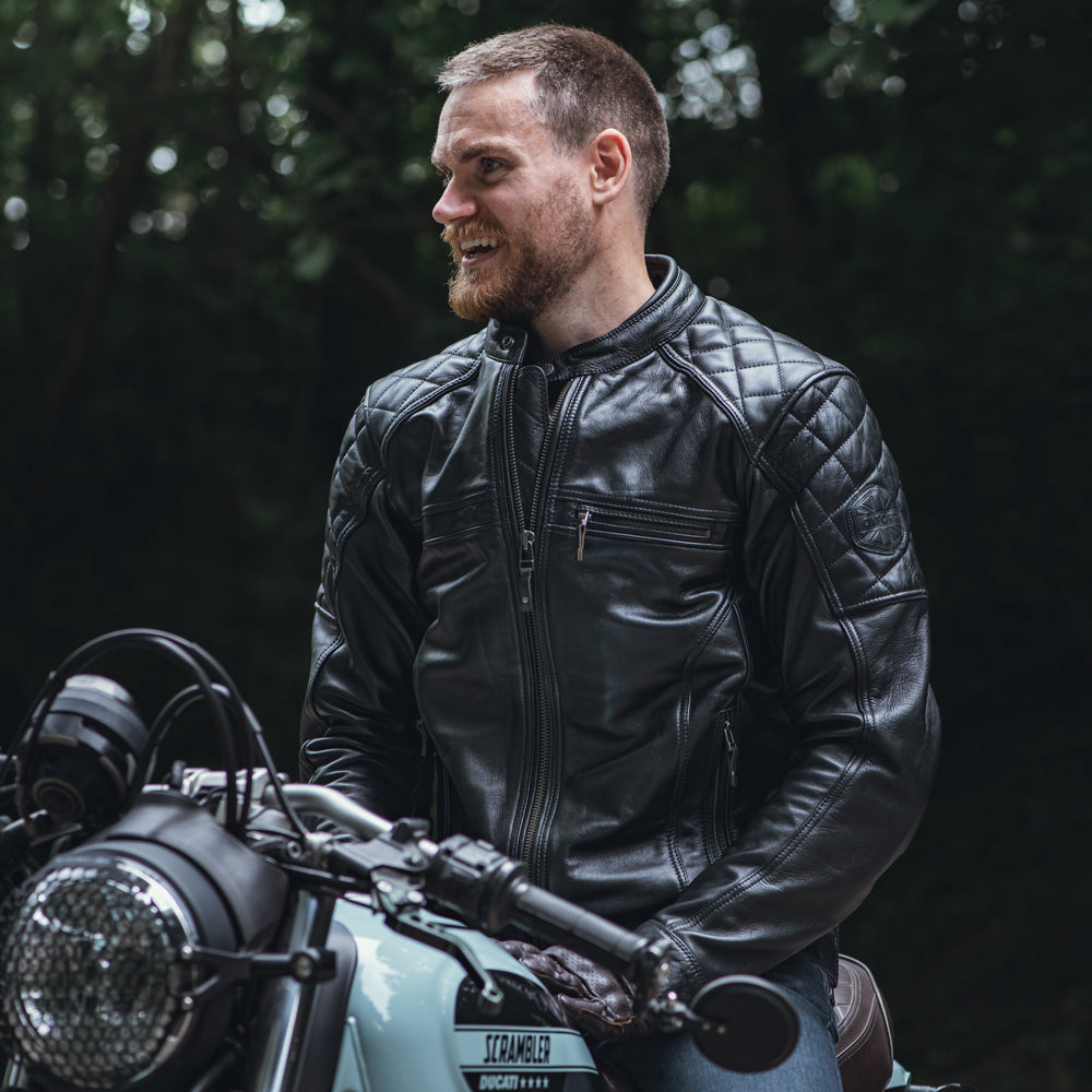 Oxford Route 73 2.0 Leather Jacket Black FREE 1 YEAR Returns, FREE UK Delivery | ThrottleChimp