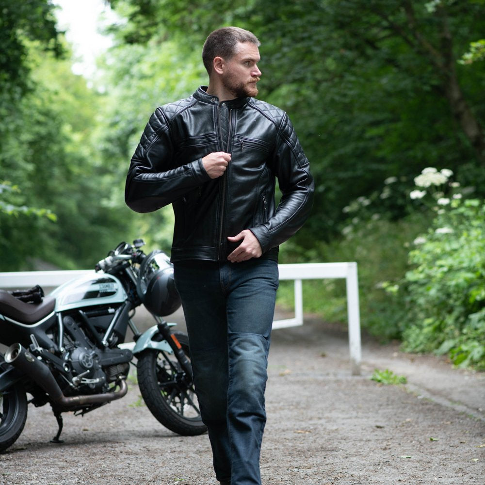 Oxford Route 73 2.0 Leather Jacket Black FREE 1 YEAR Returns, FREE UK Delivery | ThrottleChimp