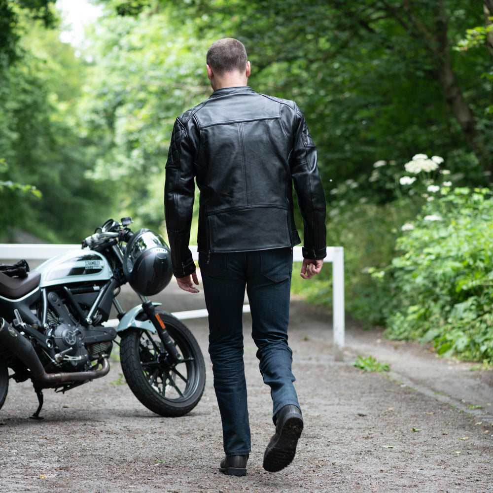 Oxford Route 73 2.0 Leather Jacket Black FREE 1 YEAR Returns, FREE UK Delivery | ThrottleChimp