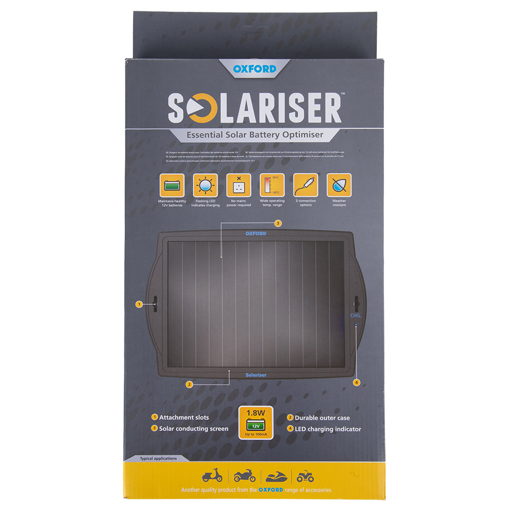 Oxford Solariser Essential Solar Battery Charger FREE 1 YEAR Returns, FREE UK Delivery | ThrottleChimp