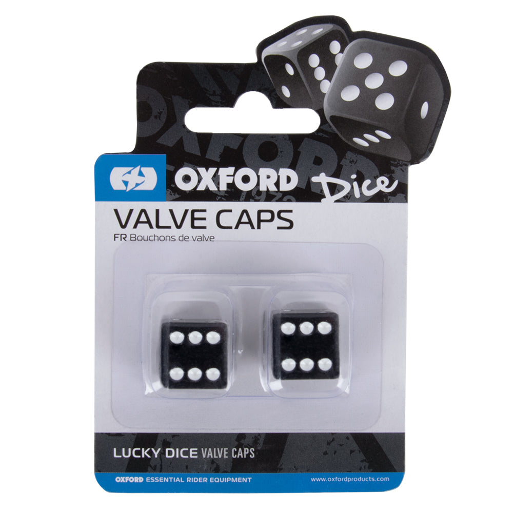 Oxford Lucky Dice Valve Caps Black FREE 1 YEAR Returns, FREE UK Delivery | ThrottleChimp