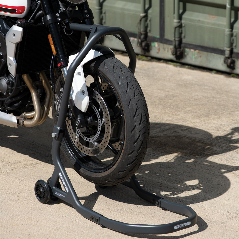 Oxford ZERO-G Headstock Paddock Stand Grey FREE 1 YEAR Returns, FREE UK Delivery | ThrottleChimp