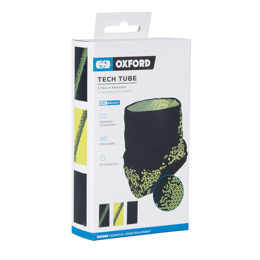 Oxford Tech Cubed Neck Tube Black / Yellow - Pack Of 3 FREE 1 YEAR Returns, FREE UK Delivery | ThrottleChimp